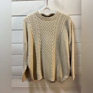 OAK + FORT CREAM CABLE KNIT SWEATER – SIZE L
